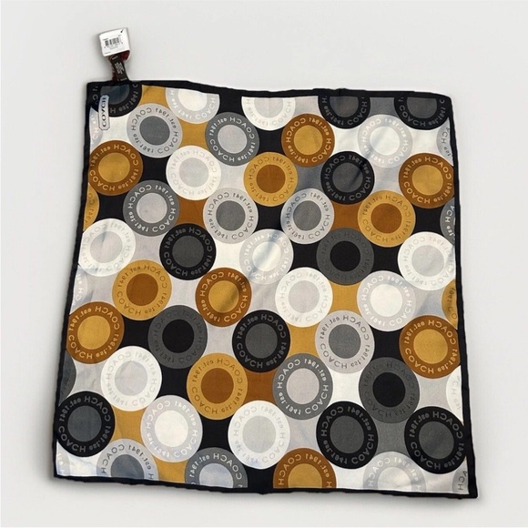 NWT Coach 100% Silk Multicolor Bandana Geometric Circle Pattern Scarf - Picture 3 of 11